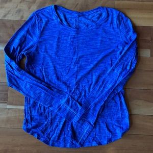 Long sleeve blue LuluLemon workout top